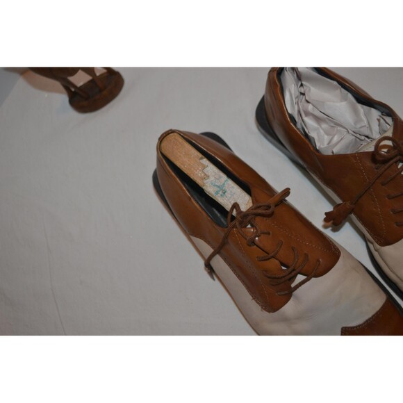 Vintage Spectator Two Tone Box Toe Leather Italian Stud Lindy Bop Guru - Picture 6 of 7